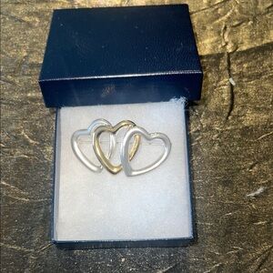 Elegant Silver and Gold Heart Earrings